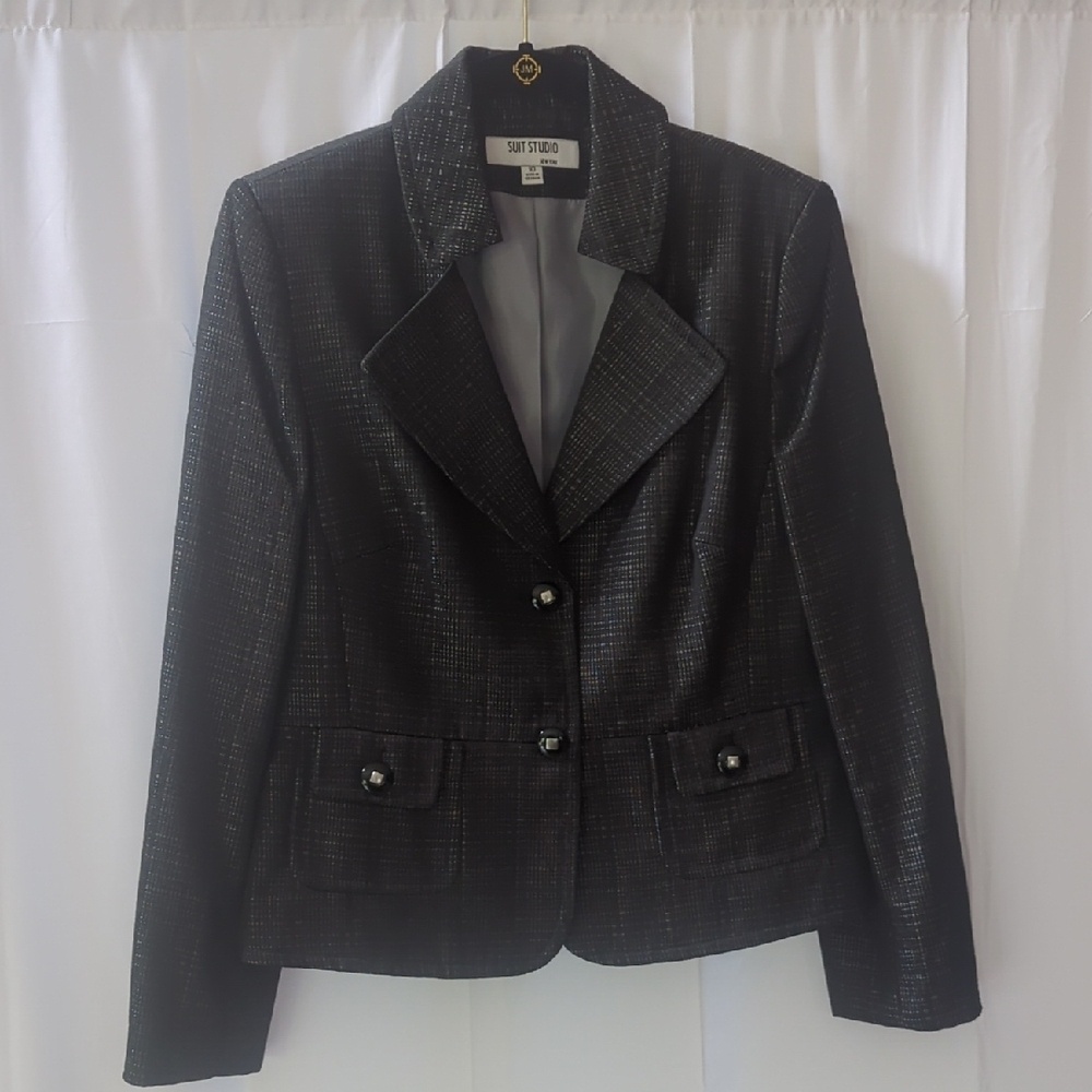Suit Studio Black Blazer with Notched Lapel
